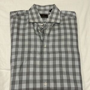 Boss Selection Hugo Boss 43 17 grey plaid pattern button down